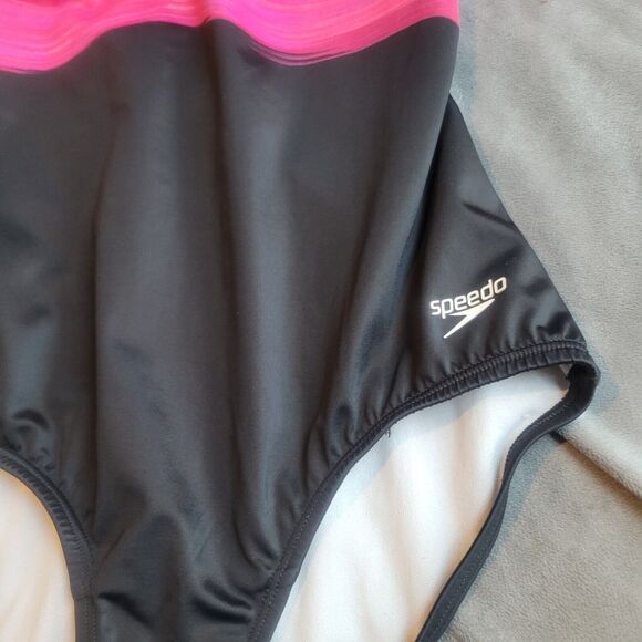 Speedo Swim Womens Size 10 Black Beach One-Piece Powerflex Eco Swimsuit Modesty - Picture 4 of 13